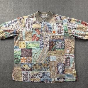 Vintage Reyn Spooner Polo Shirt Adult Medium Short Sleeve Hawaiian Casual Men's
